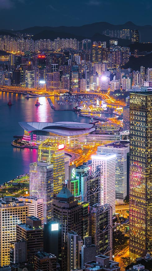 发达城市香港悉尼新加坡夜景