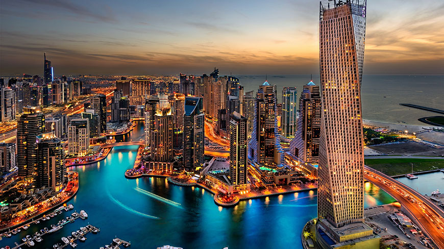 迪拜著名城市建筑马奎斯酒店4K夜景壁纸