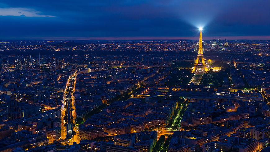 巴黎夜景巴黎城市全景4K电脑壁纸