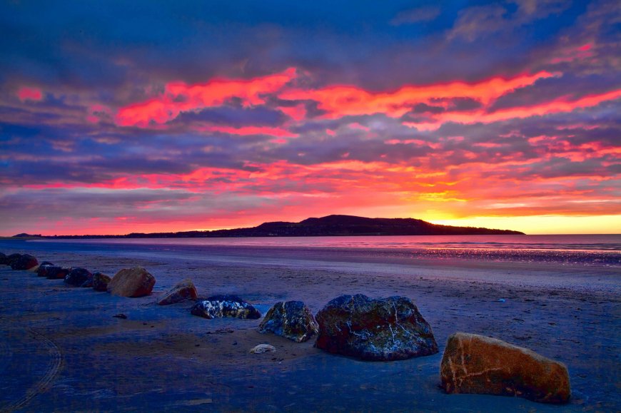 海滩沙滩夕阳美景图片壁纸