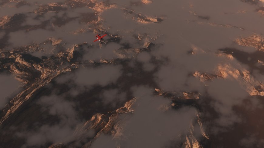 红色飞机 俯瞰 山峦风景壁纸图片