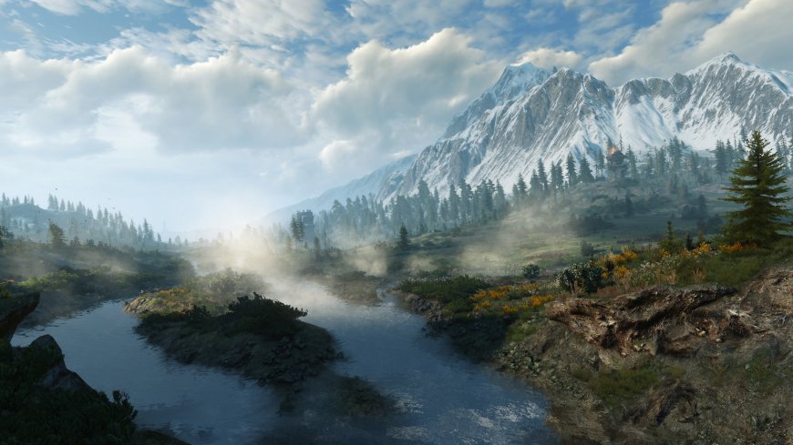 《巫师 3:狂猎》游戏原画 天空 云朵 山水 场景壁纸