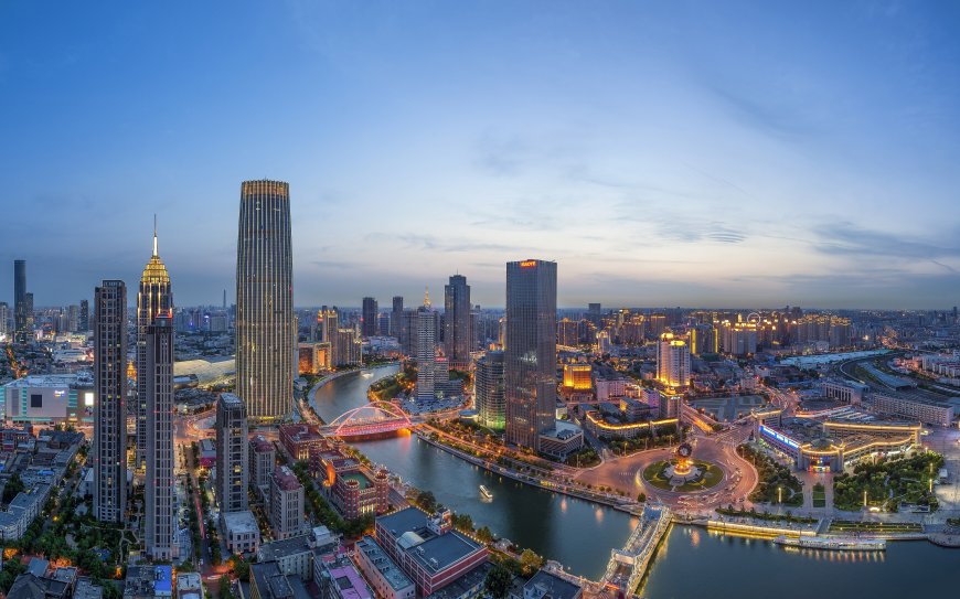 中国 城市灯光 天津 海河 电脑壁纸