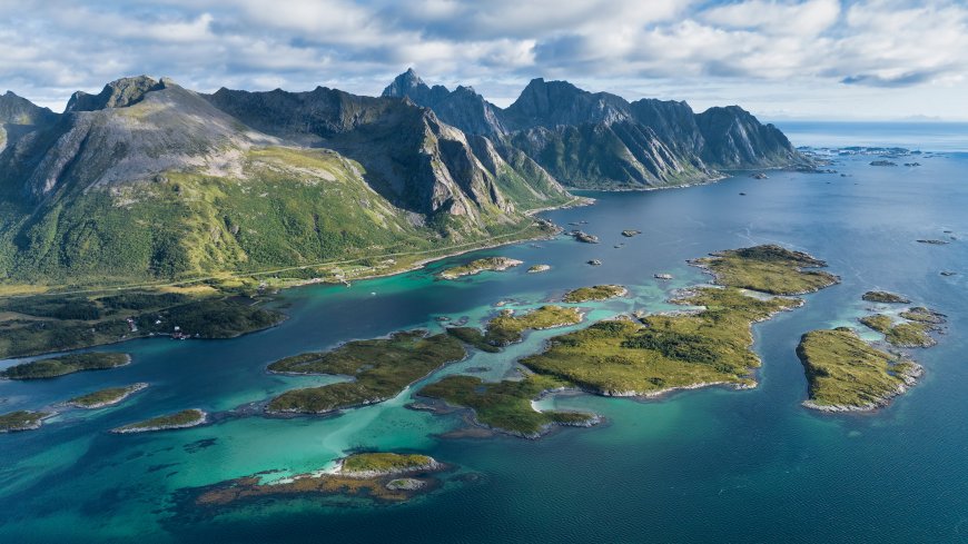 挪威 罗福滕 山脉 自然 海洋 天空 云 岛屿 海岸 水