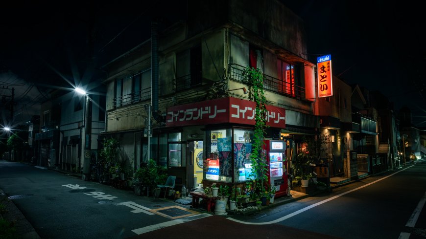 日本市 片假名街 店 城市建筑壁纸