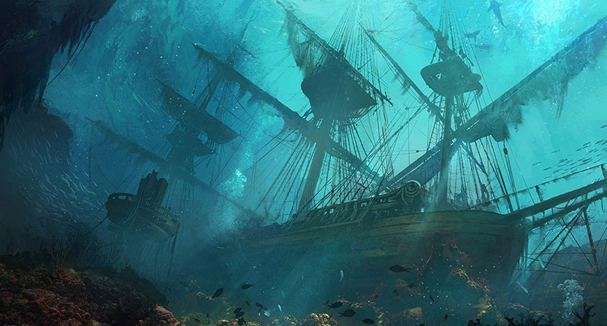 海底海盗船遗迹航海日记游戏原画壁纸