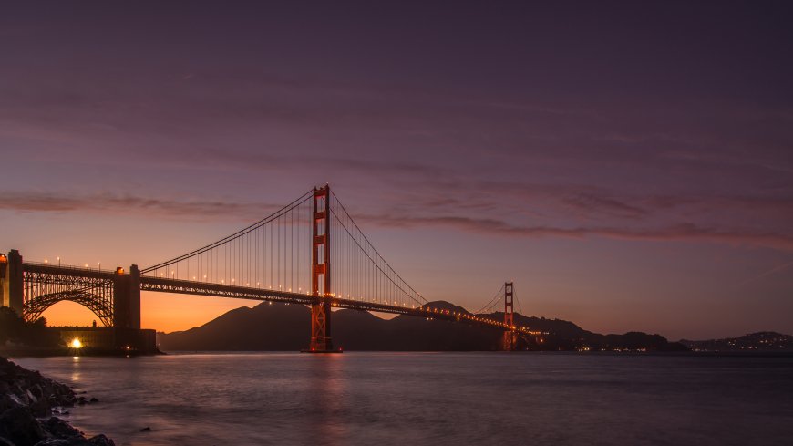 夜幕下的金门大桥风景壁纸