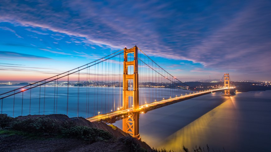 旧金山金门大桥唯美夜景风景壁纸