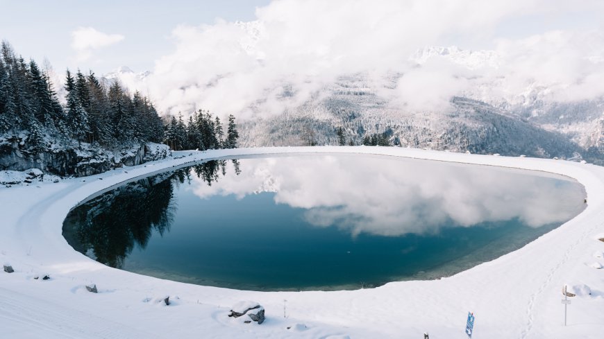 雪山上的湖泊风景4K超清壁纸