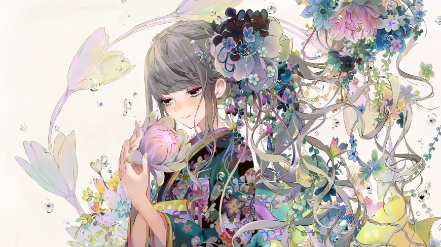 二次元唯美鲜花主题女孩卡通动漫壁纸