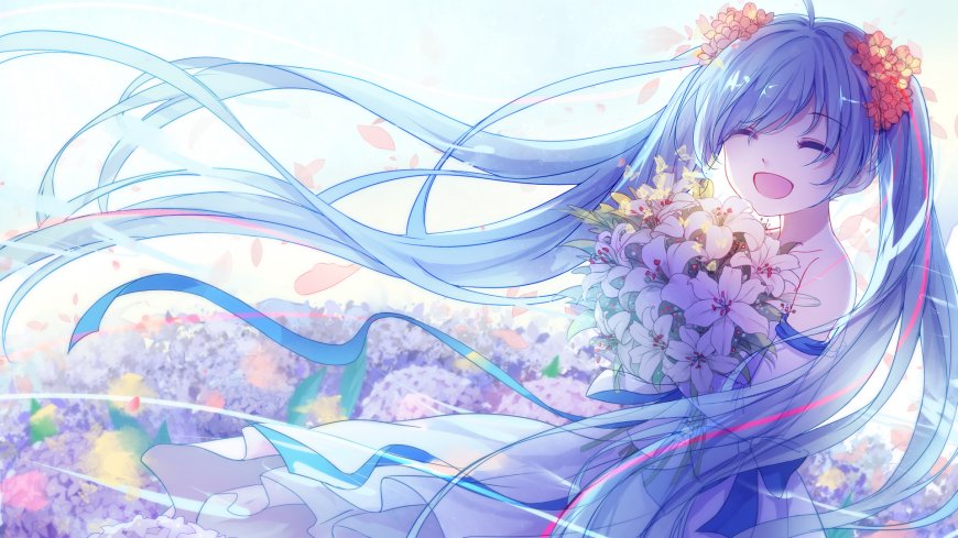 二次元可爱双马尾女孩卡通动漫壁纸