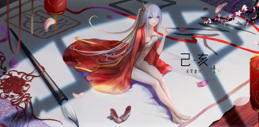 二次元唯美红衣女孩动漫卡通壁纸