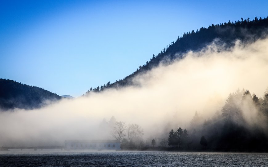 迷雾笼罩的山林自然风景壁纸