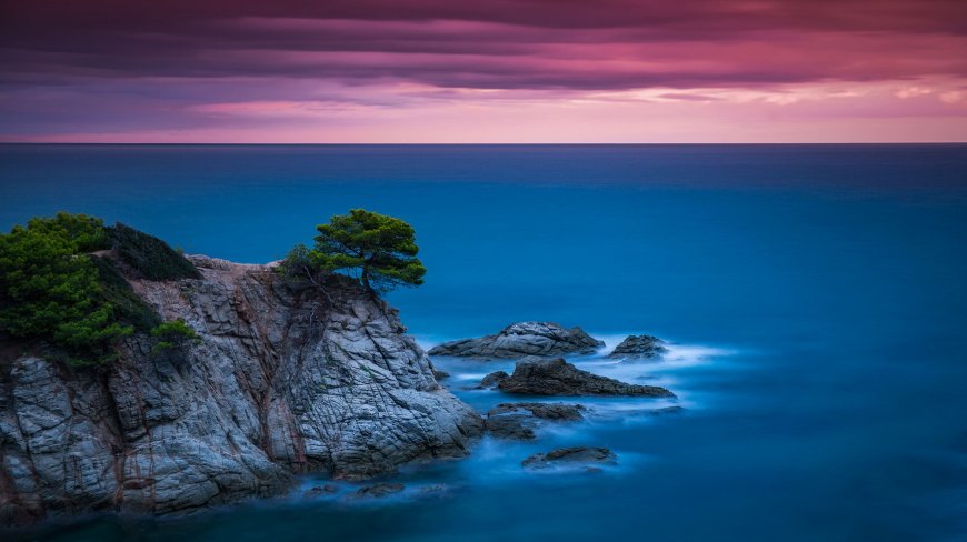 蔚蓝海面 山崖风景图片壁纸