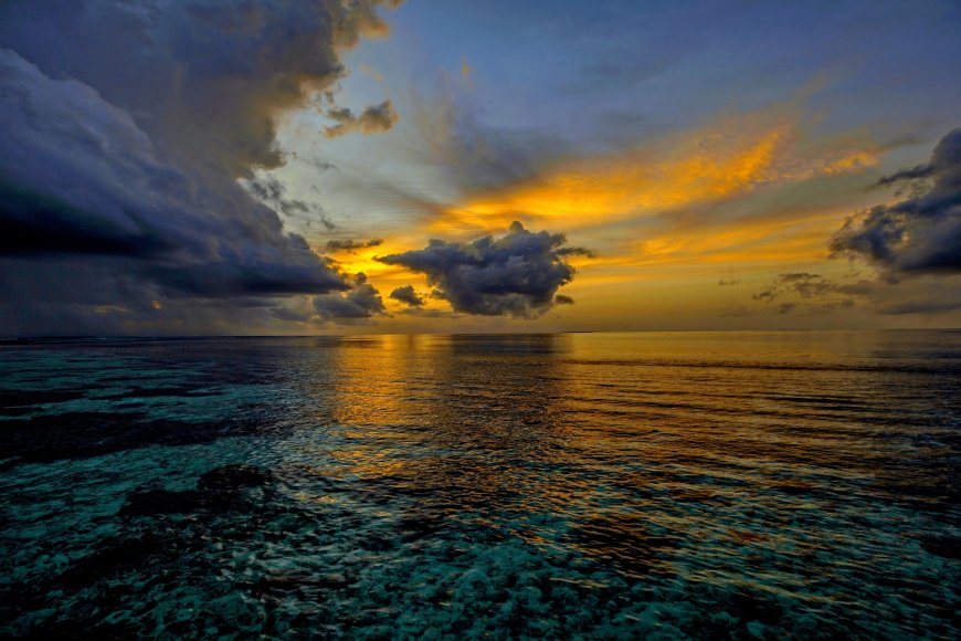 唯美海面夕阳风景图片壁纸