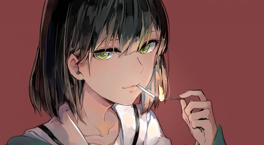 二次元短发女孩插画壁纸