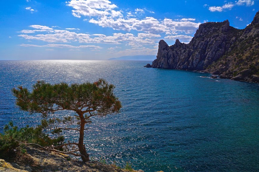 蔚蓝大海 蓝天白云海岸风景壁纸