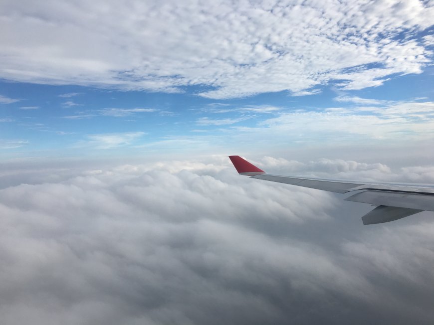 飞机机翼 蓝天白云风景壁纸