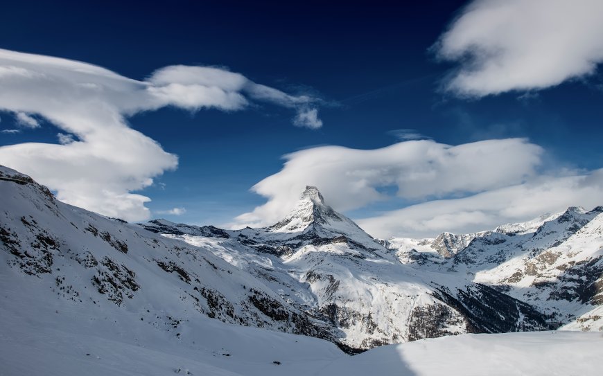蓝天白云雪山自然风景壁纸