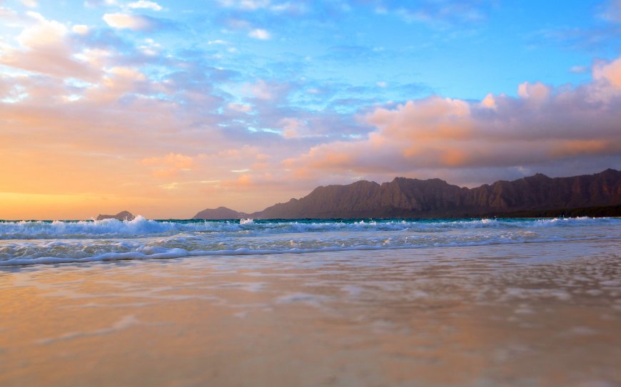 唯美沙滩浪花风景壁纸
