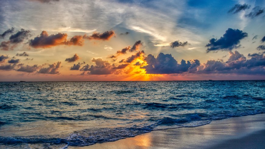 唯美夕阳海滩自然风景壁纸