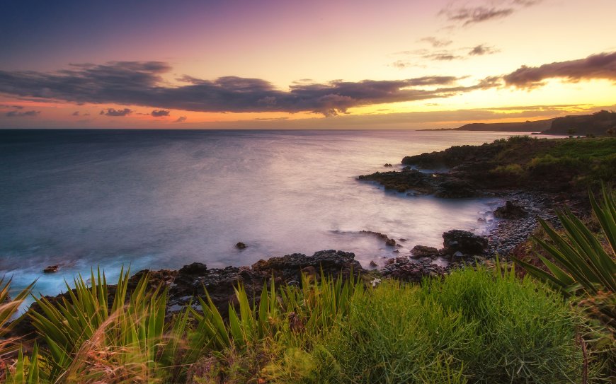 唯美夕阳海滩自然风景壁纸