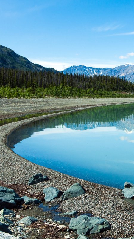 蓝天 山林 湖岸风景