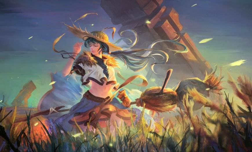稻草人 小女孩动漫手绘壁纸