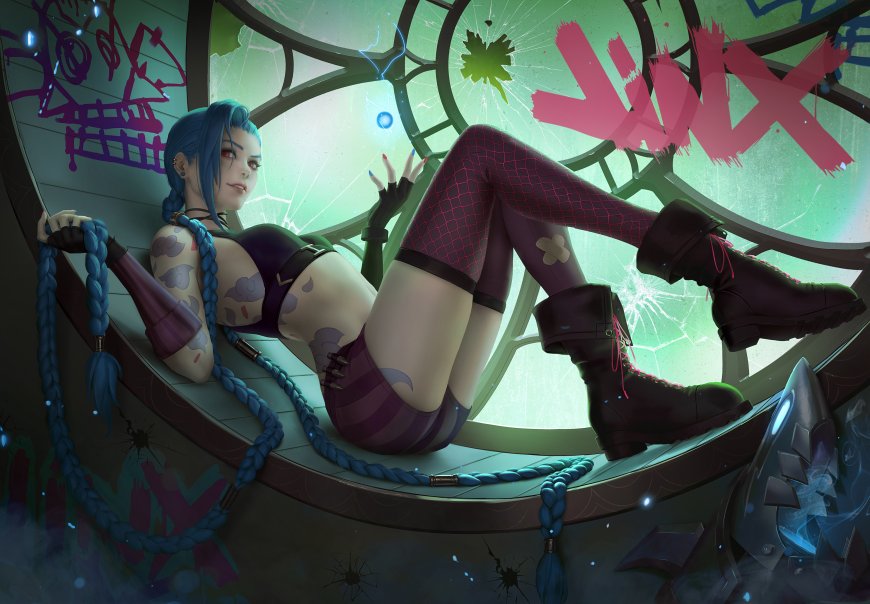 动画双城之战爆爆 金克斯插画壁纸