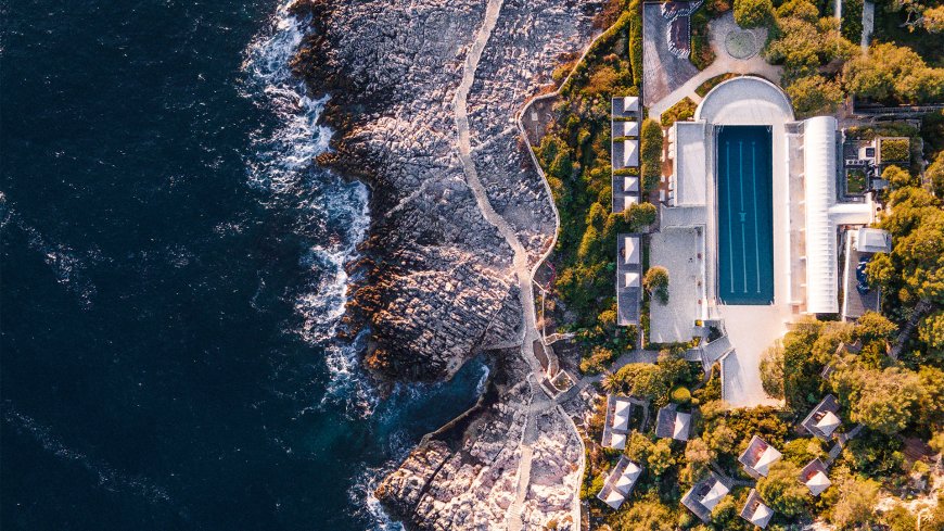海岸房屋俯瞰风景壁纸