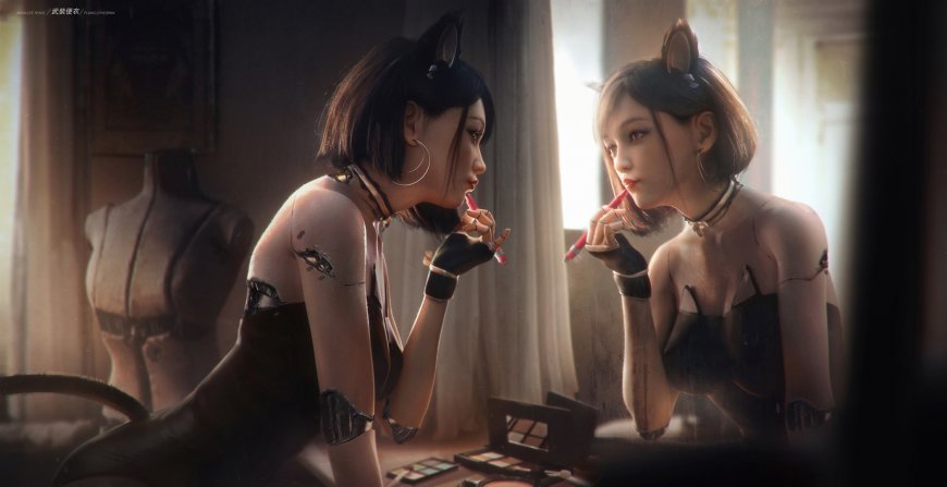 涂口红的女孩动漫壁纸