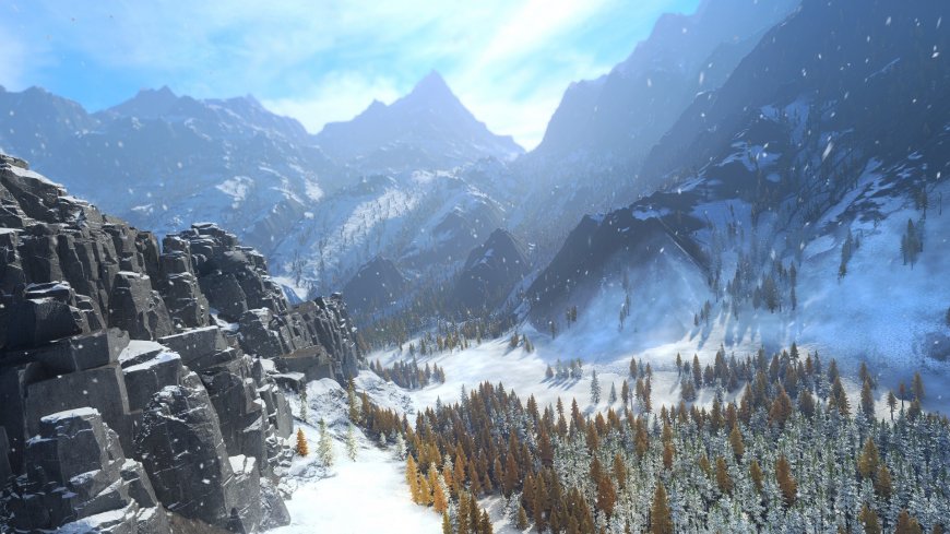 雪山山谷森林壁纸