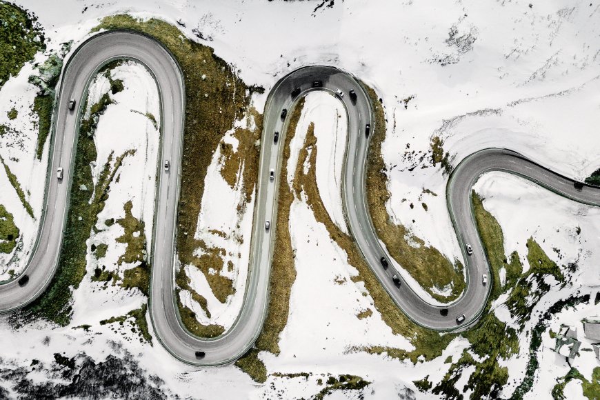 雪地 盘旋公路风景壁纸