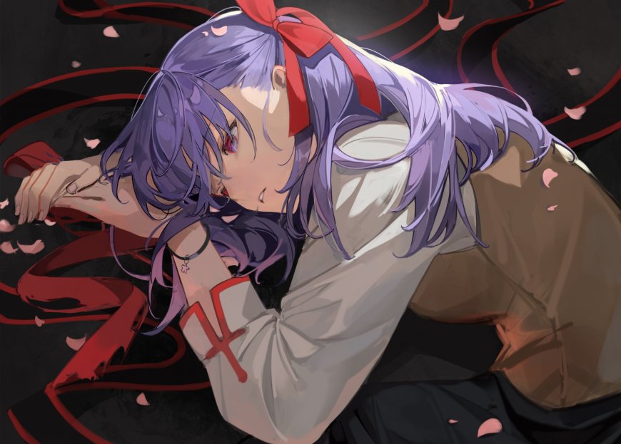 紫发蝴蝶结女孩动漫壁纸