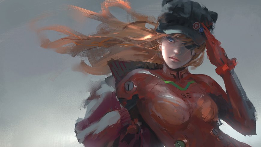 超清红发女孩手绘插画桌面壁纸