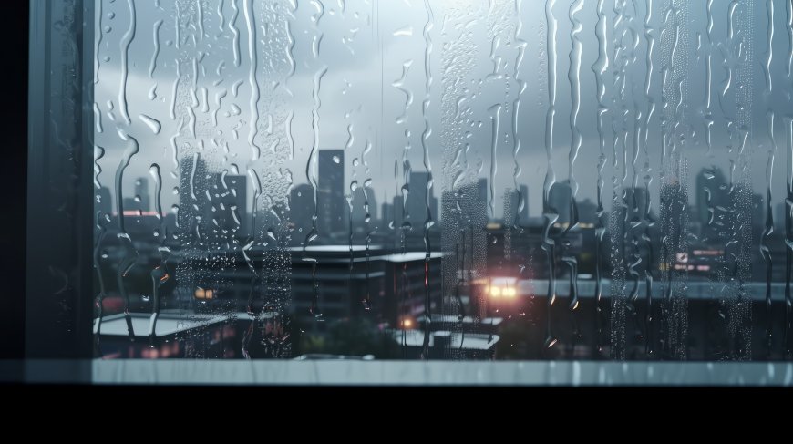 城市窗外雨滴壁纸