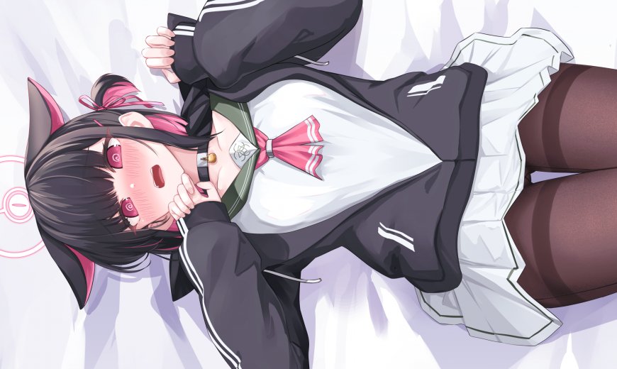 二次元害羞的猫耳女插画壁纸