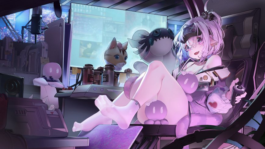 动漫性感电竞少女插画壁纸