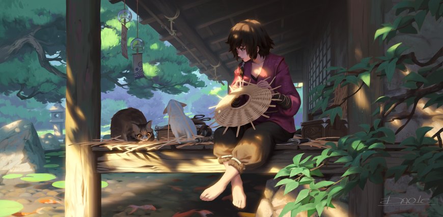 女孩 猫咪 动漫超清壁纸
