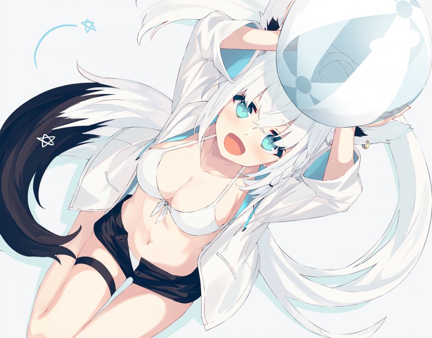 白上吹雪 玩球插画壁纸