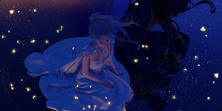 鬼刀与海琴烟 萤火虫 夜景 动漫壁纸