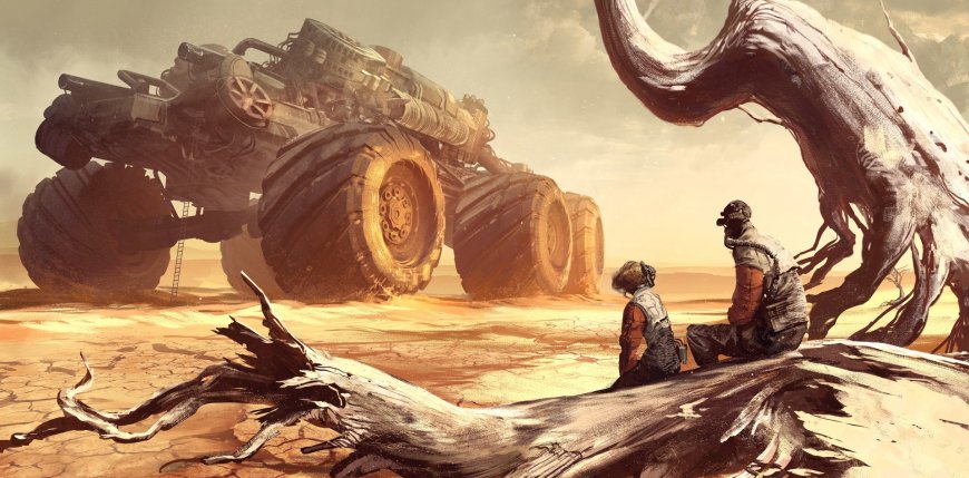 沙漠 机甲战车 插画壁纸