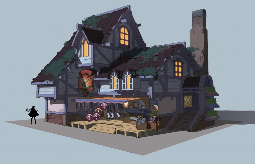 绿色小屋 插画