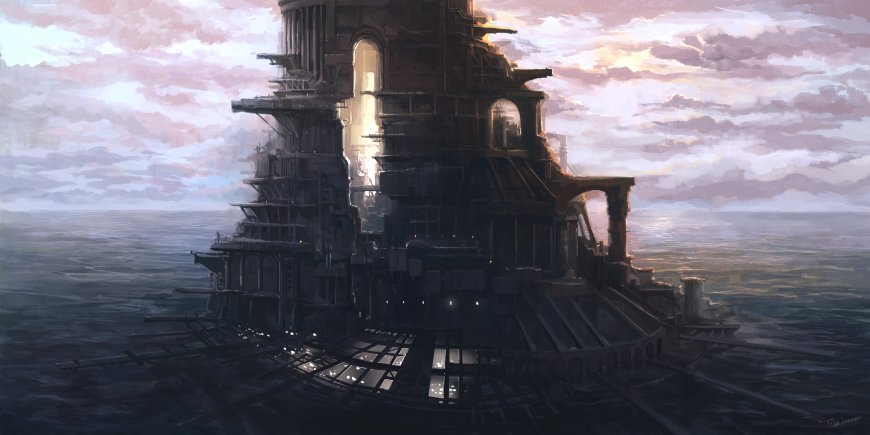 Trip Dancer海上建筑 手绘 原创 插画壁纸