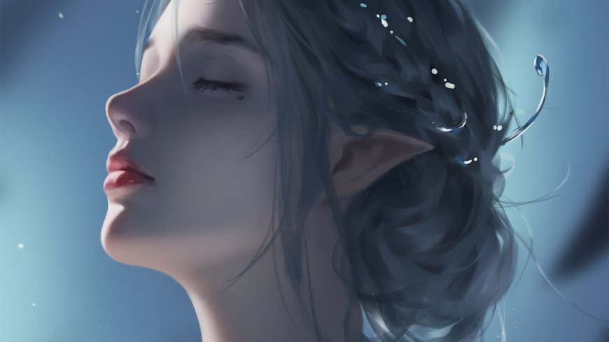 动漫海琴烟 厚涂 脸部 闭眼 尖耳朵 高清壁纸