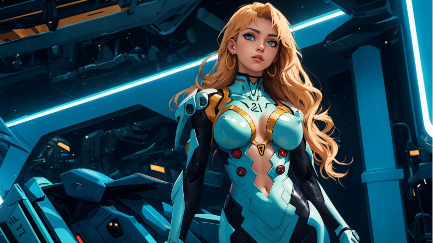 动漫机甲女孩霓虹灯创世纪新世纪福音战士装甲核心VI-金发女郎游戏原画壁纸