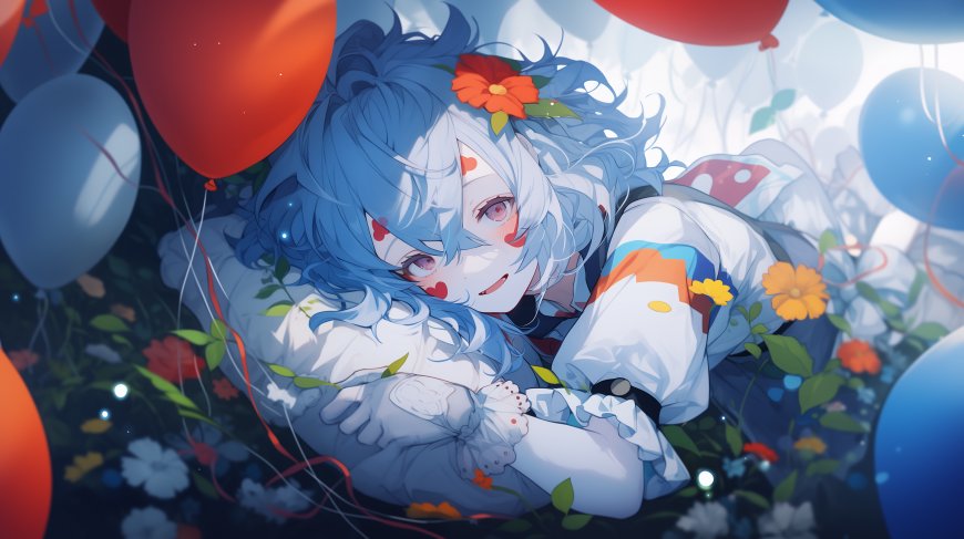 气球 可爱 少女 花园动漫壁纸