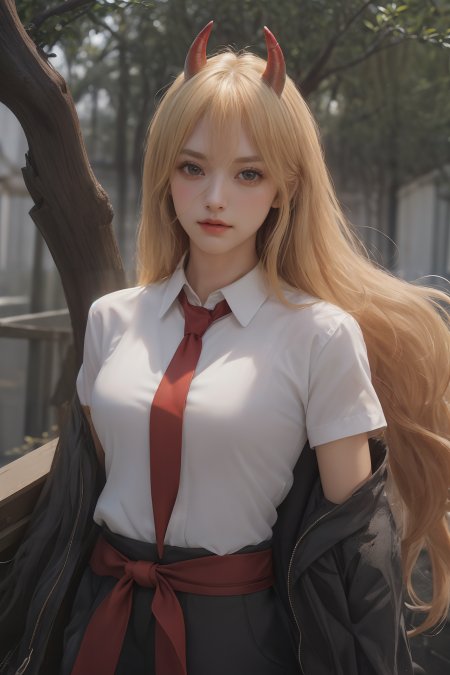 AIGC制服 领带 恶魔角 女孩壁纸