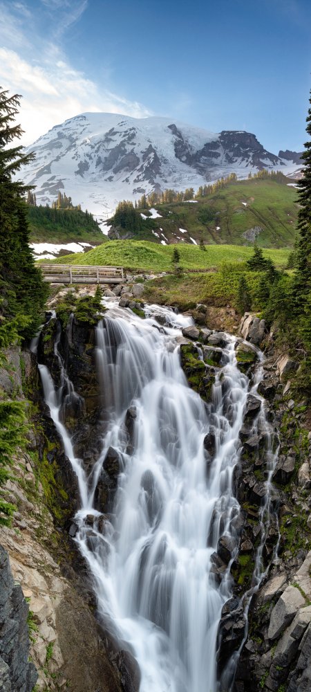高山瀑布流水自然风景手机高清壁纸