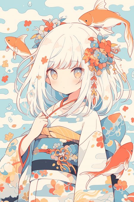 可爱 和服小女孩 动漫手机壁纸 